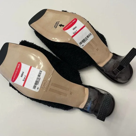 NWOB MIISTA London Wendy Black Towel Mule Sandals Size 37 Shoes Square Toe - Picture 5 of 11